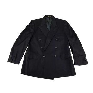 Nino Cerruti Mens Black Double Breasted‎ 6-Button Blazer Jacket Size L